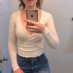 White/Cream Wrap Top from Hollister